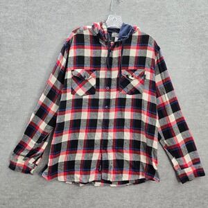 Molokai Men‎ Jacket XL Black Plaid Shacket Hooded Long Sleeve Pockets Cotton